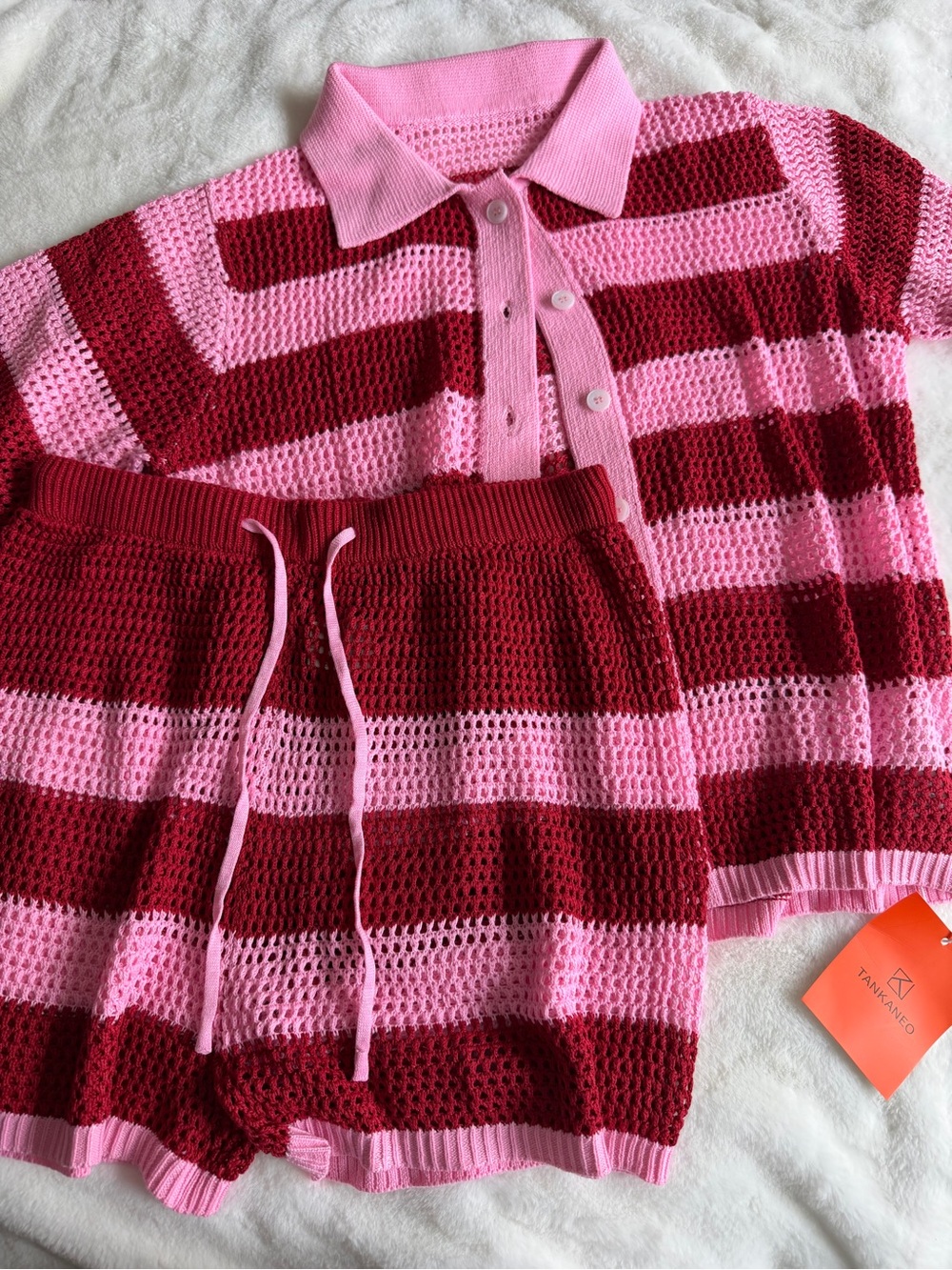 Tankaneo Knit Set Women’s Medium Red Pink